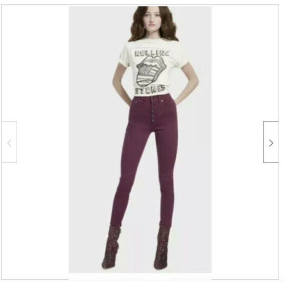 Alice + Olivia Denim - Alice + Olivia High Rise Skinny Jeans Womens 26 Purple Currant